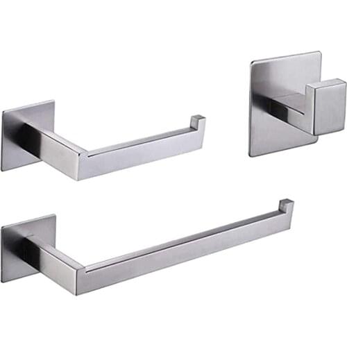 SHGO HOT-Towel Holder, Toilet Paper Holder Without Drilling, Toilet Roll Holder, Self-Adhesive Towel Hook, Set Of 3 Bathroom