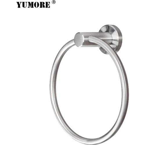 YUMORE 10pcs/lot Bathroom Towel Holder 304 Stainless Steel Wall Mounted Clothes Rack Towel Rings Bathroom Hardware