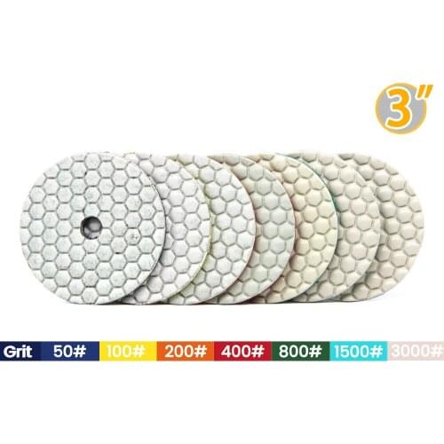 7pcs/Set 3 Inch Dry Flexible Polishing Pad Diamond Sanding Disk For Granite Marble 80mm Premium Dry Polishing Stone