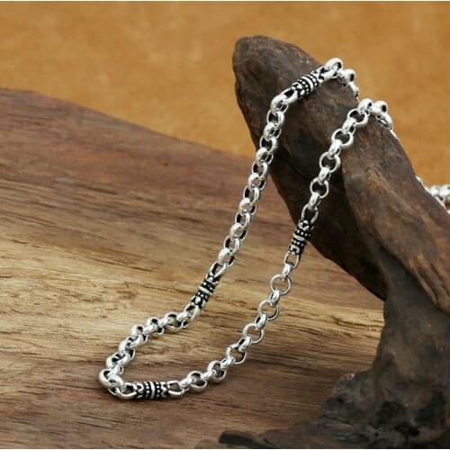 Fashion S925 Sterling Silver Retro Thai Silver Vintage Style Custom Made Handmade Bamboo Long Necklace Men And Women
