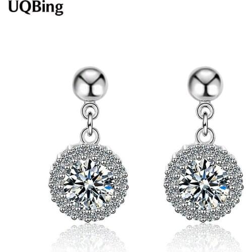 Flash Round CZ Zircon Wedding Silver Rose Gold Stud Earring For Women Jewelry Gifts