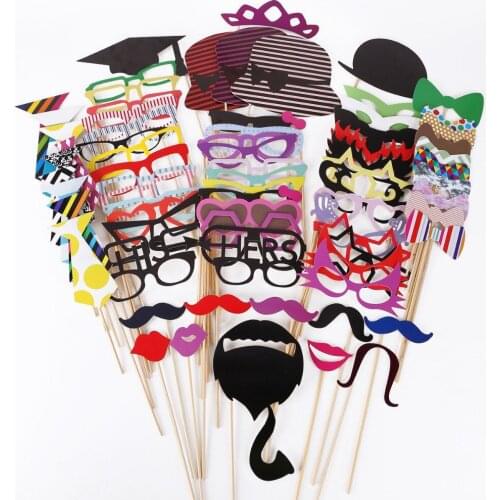 Photocall 76pcs / Set Colorful Fun Photo Booth Props Lips Moustache Wedding Decoration Favors Birthday Event Party Supplies