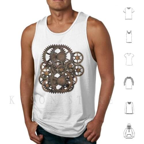 Infernal Vintage Steampunk Gears On Your Gear Tank Tops Vest Sleeveless Gear Steampunk Steam Punk Vintage Retro Geek Nerd