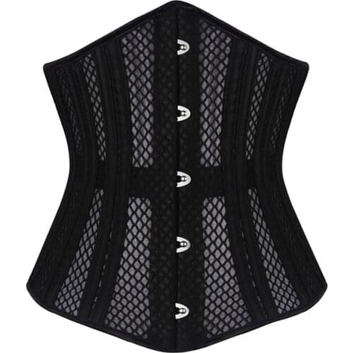 Burvogue New Womens Double Steel Boned Corset Mesh Breathable Waist Control Underbust Sexy Corset & Bustiers for Weight Loss