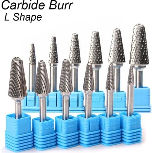 L Shape Ball Nose Cone 1/4 6mm Engraving Carving Tools Mould Tungsten Carbide Rasp Milling Cutter CNC Rotary Burr Bit Metal Wood