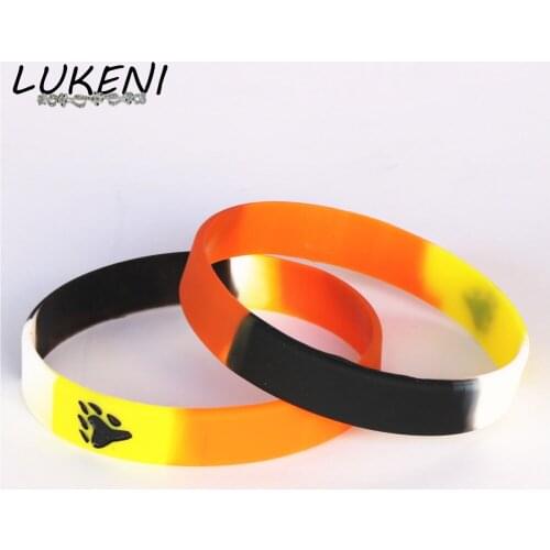 LUKENI Hot Sale 25PCS Color Printed Logo Bear Pride Silicone Wristband Silicone Bracelets&Bangles Gift Jewelry Wholesale SH092