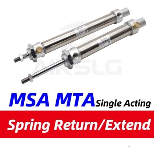 MSA MTA Bore 16 20 25 32 40mm Stroke 10-150mm mini round cylinder with spring Single acting MSA Spring return MTA Spring entend