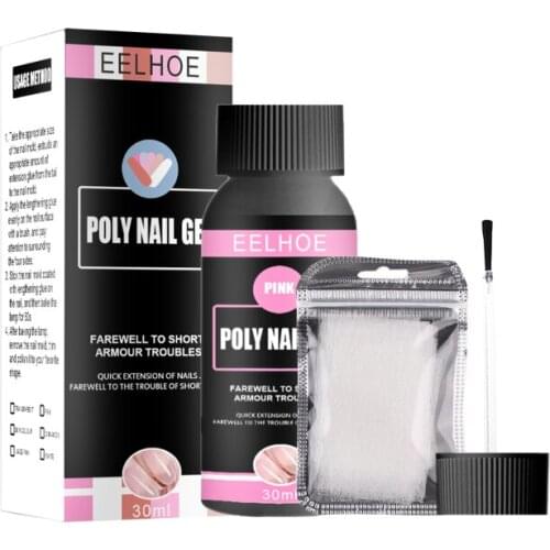 30ml Nail Gel Set Crystal Gel Nail Brush Clear/Pink Acrylic Quick Building Finger Extension Soak Off UV Gel Polish Manicure Set