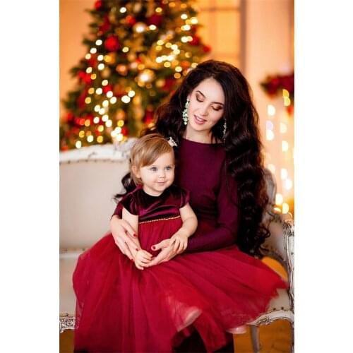 Wine Red Mother Daughter Dresses For Birthday Party Elegant Wine Red Celebrity Dresses Custom Mom Girls Matching Dresses Gowns