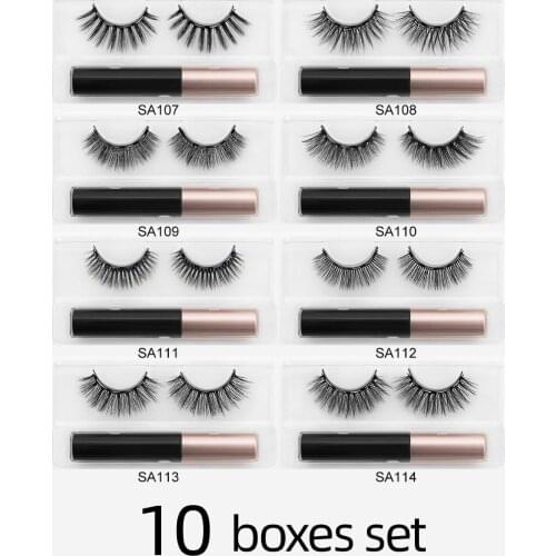 Wholesale Magnetic Eyelash Magnetic Liquid Eyeliner Magnetic Eyelashes Tweezers Set Magnetic Lashes Makeup 10boxes set