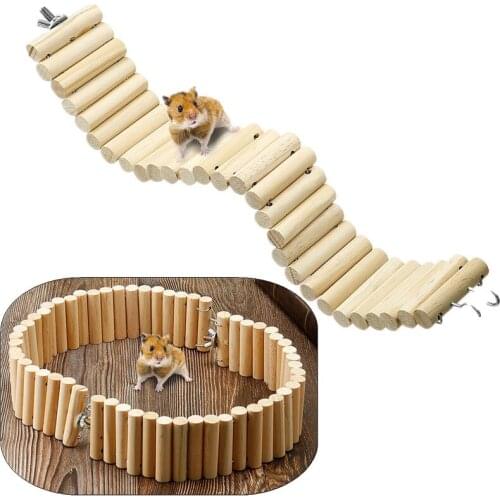 Wooden Parrot Bird Ladder Climbing Ropeway Hamster Toy Pet Training Round Boardwalk Parrot Boardwalk Parrot Toy Bird Toy Colored