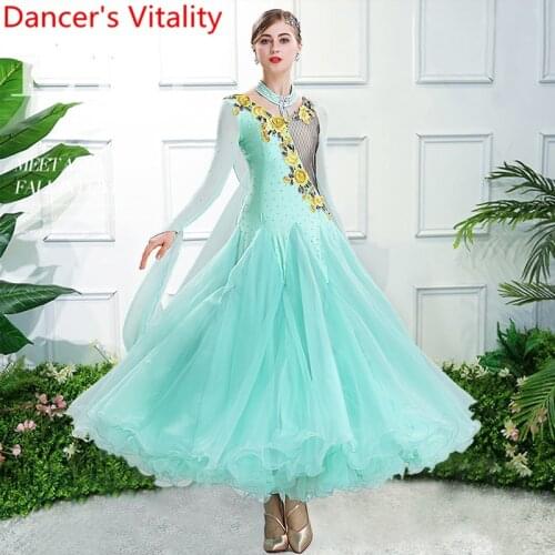 Slap-up Modern Dance Competition Dress New Ballroom Dance Big Hem Clothes National Standard Waltz Dancing Performance Costume