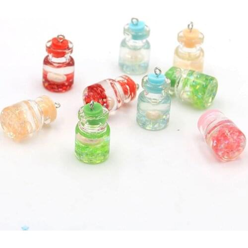 5pcs 6color 15 * 29mm transparent gradient glass BOT Pearl Pendant with box bracelet necklace jewelry making DIY Earrings