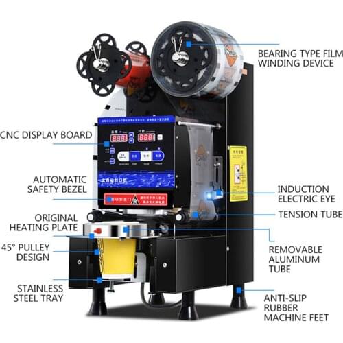Full Automatic Bubble Tea Cup Sealer Milk tea Shop Equipment Commercial Intelligent Cup Sealing Machine