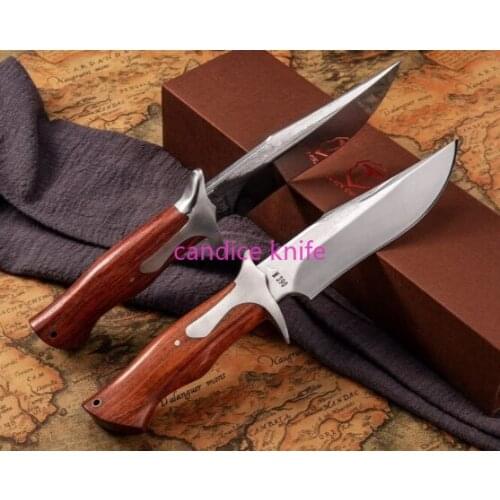 Straight Knife 5Cr15Mov Mirror Fixed Blade Wood Handle Hunting Camping Outdoor Knife Cutting Knife Tactical Knife EDC Multi Tool