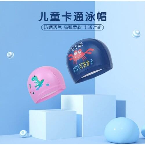 CX42 Variety of styles Childrens swimming cap boys and girls print cartoon cute professional PU swimming cap waterproof