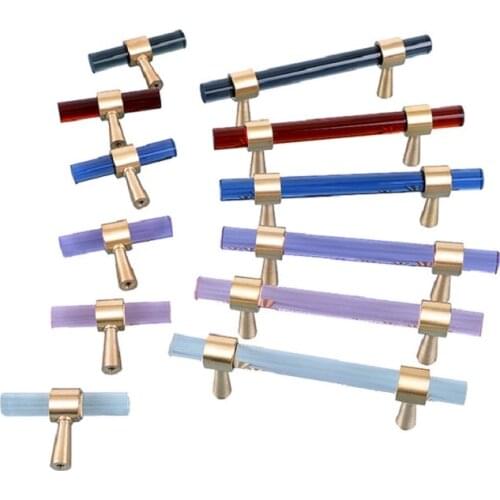 Drawer Pulls Hardware-Handles Crystal Brass Handle Cabinet Furniture Wardrobe Door Wardrobe Furniture 12*60mm Single Hole Handle