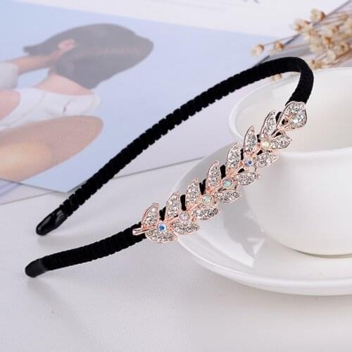 Bling Luxury Girls Women Fashion Hair Accessories Sparkly Leaf Butterfly Headband Crystal Hairband For Wedding