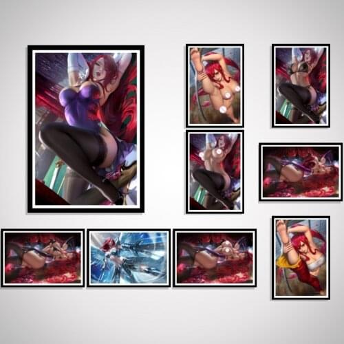 Fairy Tail Kawaii Cartoon Anime Sexy Nude Girl Bunny Girl Erza Scarlet Poster Picture For Living Room Art Silk Custom Room