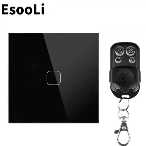 EsooLi Black smart Switch 1/2/3 Gang 1 Way EU/UK Standard Touch Switch Wall Light Wireless Remote Control Touch Screen Switch