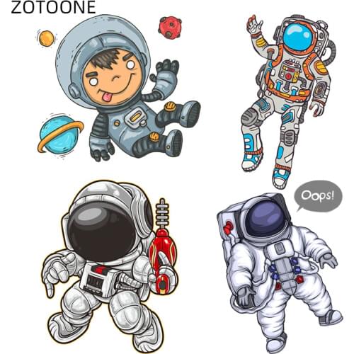 ZOTOONE Ironing Astronaut Patches Iron on Heat Transfer for Clothes DIY Applique Space Planet Patch for Kids Vinyl Stickers E
