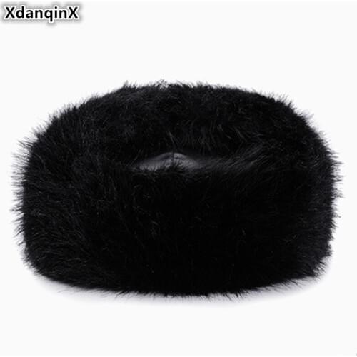 XdanqinX 2019 Winter New Bomber Hats Mens Thick Warm Earmuffs Hat PU Fur Cold-proof Dad Hat Youth Male Ski Cap Men Flat Cap New