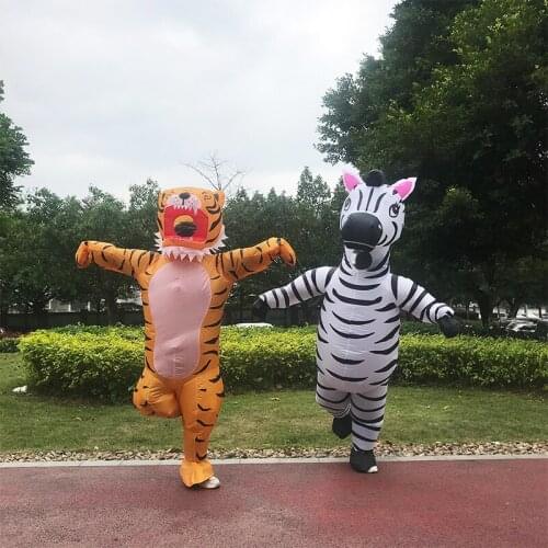 Funny Adult Tiger Zebra Cosplay Inflatable Costume Halloween Costumes for Men Women Carnival Party Animal Role Play Disfraces