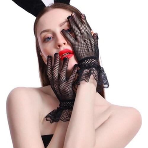 Women Mesh Fishnet Gloves Sexy Lace Bowknot Wrist Summer Sunscreen Driving Evening Party Gloves Bride Engagement Wedding Gloves