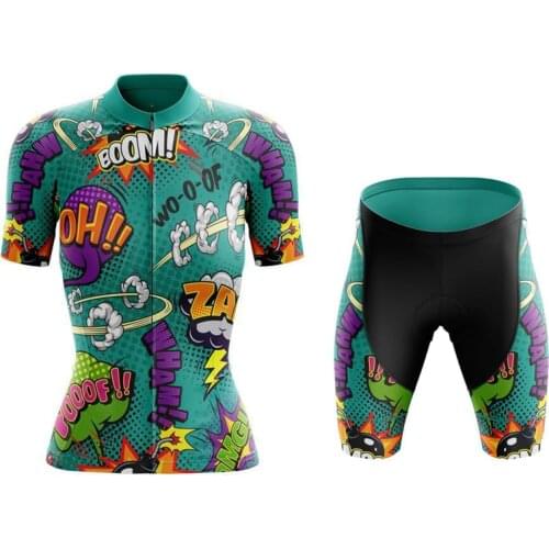 2020 Ladies Explosion Comic Theme Cycling Wear/Biking Wear Customized Road Mountain Race Top Cycling Wear GEL Breathable Cushion