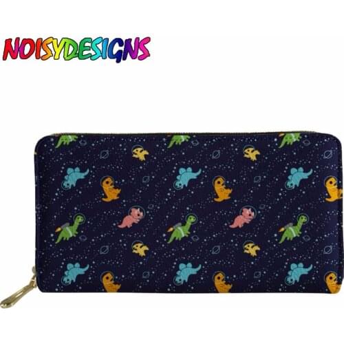 NOISYDESIGNS Dinosaurs In Space Wallet for Credit Cards Personality Portable PU Leather Purse Organizer Wallet Mochilas Infantil