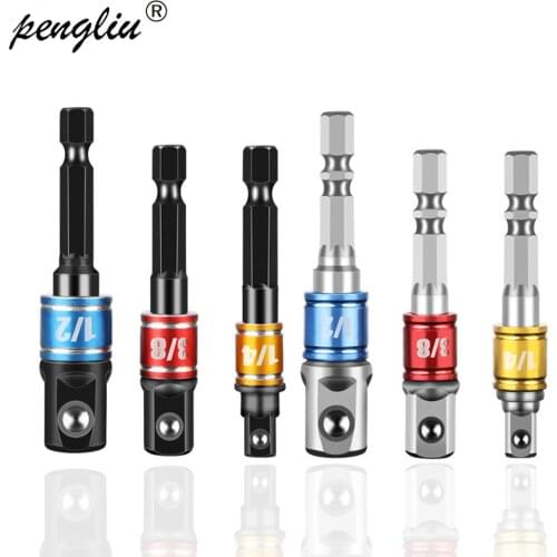 1Set/3pcs Power Screwdriver Driver Socket Bit Adapter Drill Nut Driver 1/4" 3/8" 1/2" Hex Shank Power Extension Bar Adaptor