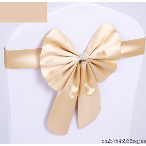 100pcs Rabbit Bow Chair Cover Sashes Chair Sahses Elastic Mercerized Leather Chair Bands Wedding Party Decor