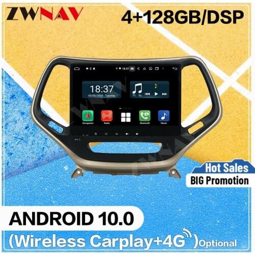 128GB Carplay Android 10 screen Multimedia DVD Player for JEEP Cherokee 2016 2017 car GPS Navigation Auto Audio Stereo Head unit