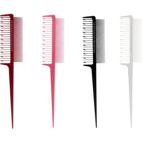 2-Way Salon Styling Microbraiding Sectioning Weave Highlight Highlighting Comb 4 Colors to Choose Plastic