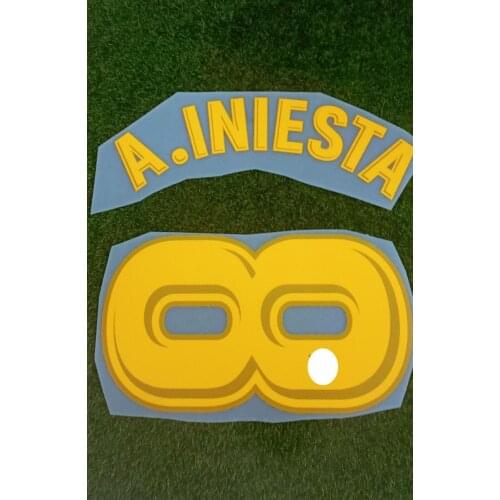 2018 Farewell 8 Iniesta Nameset Printing Flocking Soccer Heat Transfer Badge