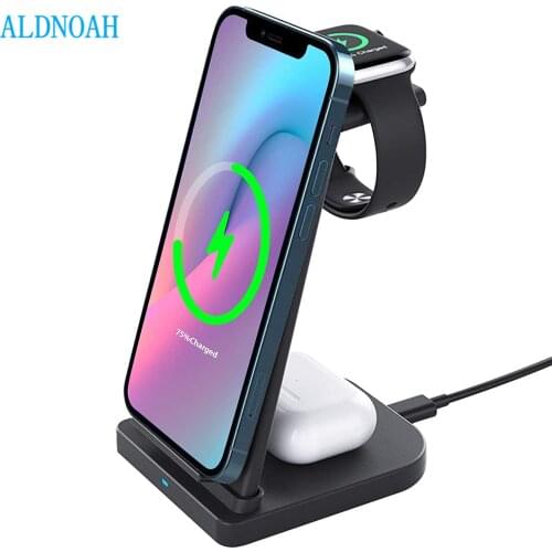Wireless Charger Stand 3 In 1 Qi 15W Fast Charging Dock Station For Apple Watch IWatch 6 5 4 3 AirPods Pro IPhone 13 12 11 XS 8