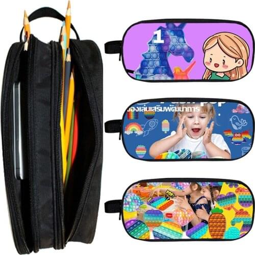 3D Print POP It Pencil Case Casual Game Pen Bag Teens Pen Box Cartoon Stationery Supplies Boys Girls Handbags Baby School Gift