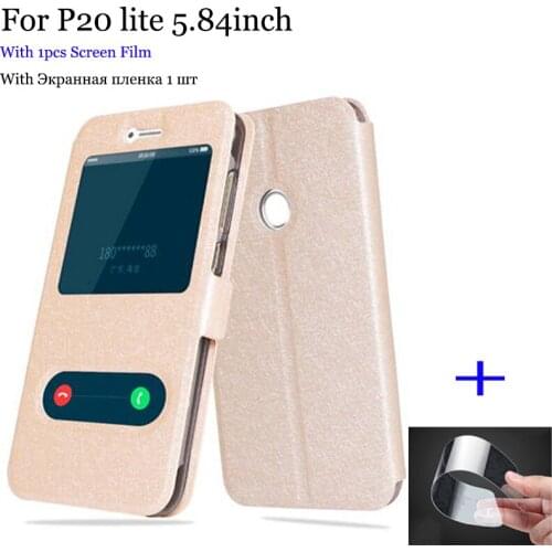 Phone case For Huawei P20 lite case cover view window PU leather case For Huawei P20lite Flip case back cover P 20 lite shell