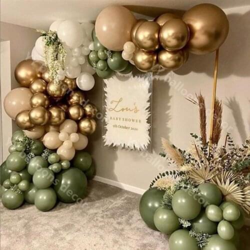 Baby Shower Balloons Garland Arch Kit Metal Gold Avocado Green Wedding Birthday Party Decoration Kids Decoration Supplies