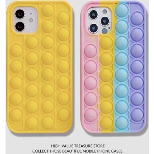For iPhone 12 11 Pro Max 12mini SE 2020 X XR XS 6 S 7 8 Plus Mobile Phone Shell Toy 3D Bubble Rainbow Protective Shell