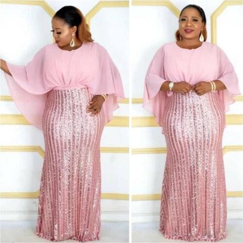 HGTE chiffon dress dress 2020 casual womens summer bat sleeve long dress L-3XL large size beautiful African dress