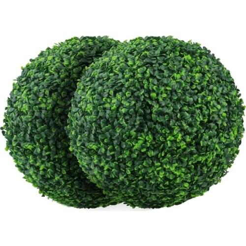 2 PCS 15.7 Inch Artificial Plant Topiary Ball Faux Boxwood Decorative Balls for Backyard,Balcony,Garden,Wedding DéCor