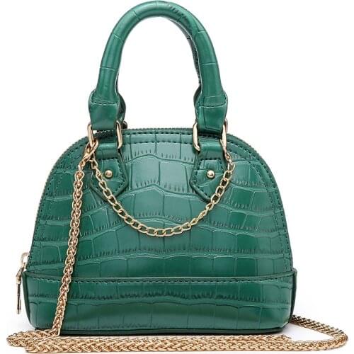 Classic Green Crocodile Leather Shell Bags Ins Hot Sales Mini Shoulder Handbag Fashion Lady Tote Purse