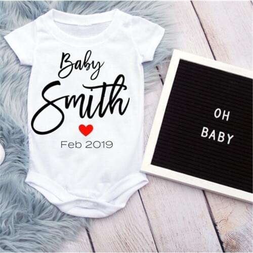 Personalized Baby Onesie Pregnancy Reveal Baby Onesie Baby Shower Gift Baby Bodysuit Customized Unisex Baby Grow Body Suit