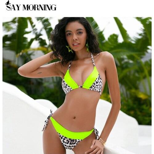 SAY MORNING Bikini Set Color Matching Split Leopard Print Strap Sexy Womens Swimsuit New 2021 Swimwear Bathing Suit Beach Wear