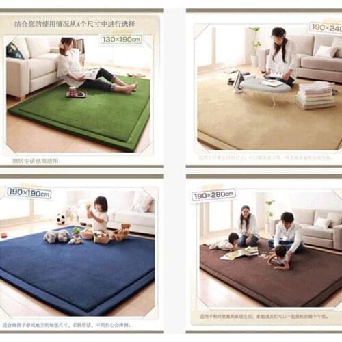 LIU 2CM Thick Coral Fleece Mat Carpet 180*200*2CM Tatami Tea Table Manually Bedroom Carpet Rectangle Living Room Rug