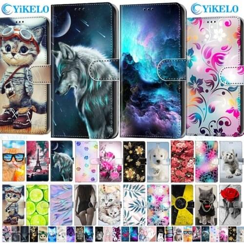 Leather Flip Phone Case For ZTE A3 A5 A7 2019 2020 A6 Flower Dog Cat Wallet Card Holder Stand Book Cover Butterfly Painted Capa