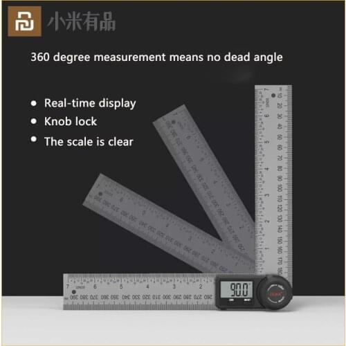 Youpin Duka Ruler Digital Display Angle Ruler 0-200mm Stainless Steel Ruler for 360° Length&Outside&Internal Angle Measurement
