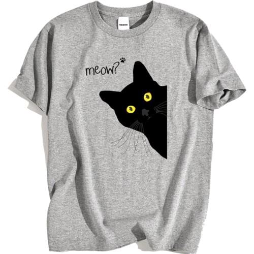 Lovely Cartoon Black Cat Print Tshirts Men 2020 New Fashion T Shirts Summer Loose Clothing Crewneck Hip Hop Tops Mens Loose