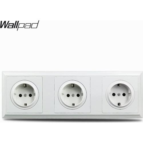 Wallpad White Cream Triple EU Wall Power Socket L6 Plastic Palace Style, 258 * 86 mm
